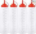 Condiment Squeeze Bottles Ketchup Dispenser, 4 Pack 32oz Squeeze Bottles for Liquids, Plastic Sauce Bottle with Cap Lid, Squirt Bottles for Sauces Liquids BBQ Dressing Pancake Art