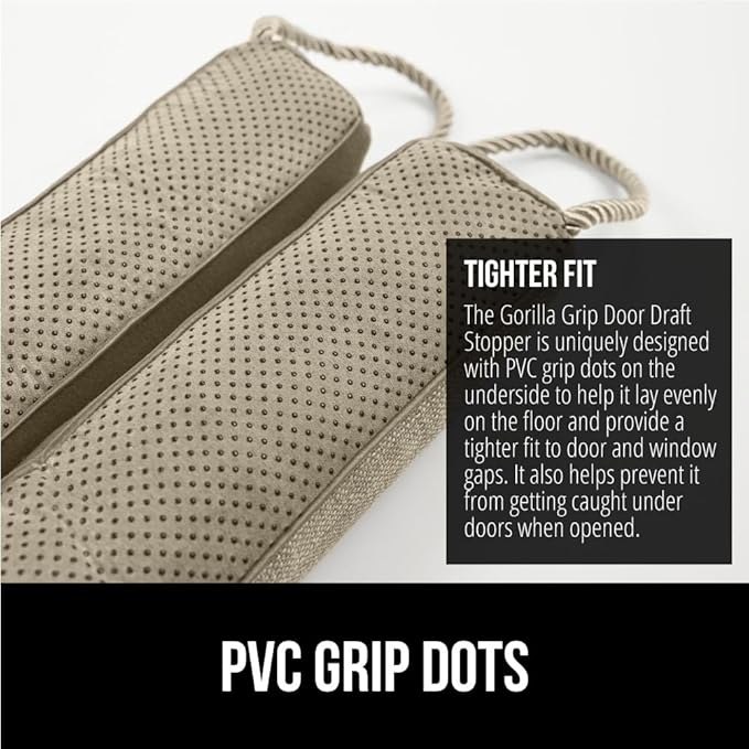 GORILLA GRIP Door Draft Stopper for Bottom of Doors, Weather Stripping Seal Blocks Hot Air, Noise, Bugs, Keeps Cold AC in, Sound Proofing Easy Install Gap Filler, Home Essentials, 38 Inch, Beige