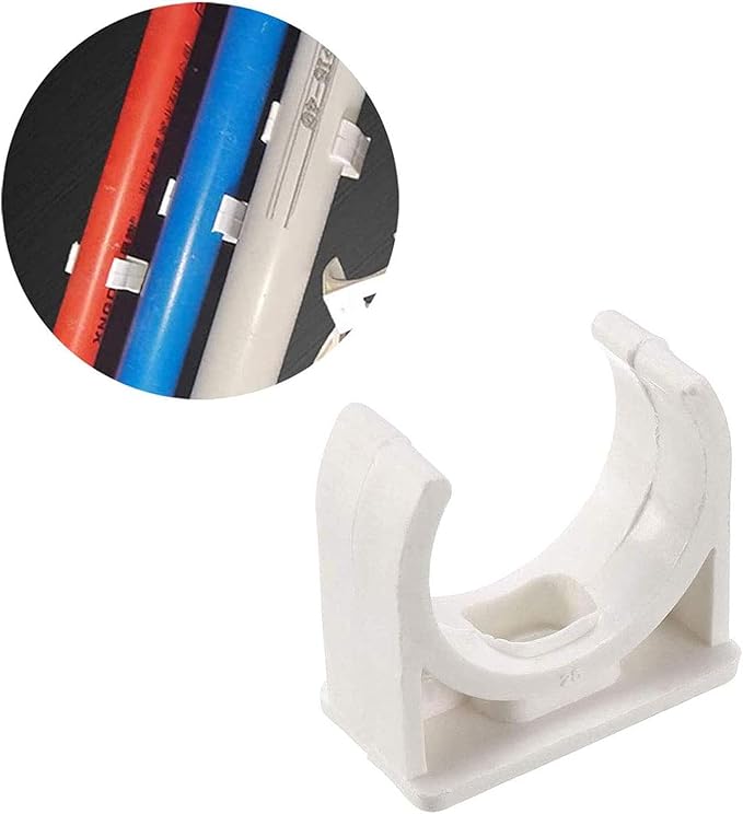 100 Pcs U-Shaped PVC Water 16mm Pipe Clamps Clips, U-Shaped Buckles Fit for 1/2" (16mm) Water Pipes and TV Trays Tubing Hose Hanger Support Pex Tubing （White 16mm）