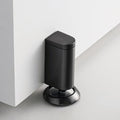 Windproof Magnetic Door Stoppers, 0-0.78" Stroke Mechanical Doorstop, No-Hole Flooring Door Suction with 3M Strong Adhesive and Screws, Black, 1 Pack