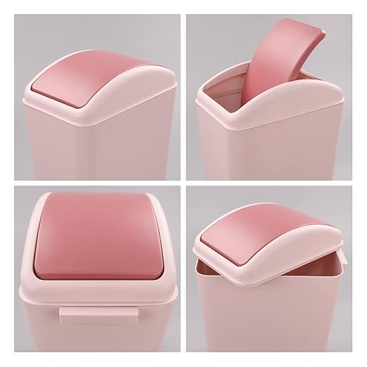 4.5 Gallon Pink Plastic Waste Can, Kitchen Garbage Can with Swing Lid, 1 Pack
