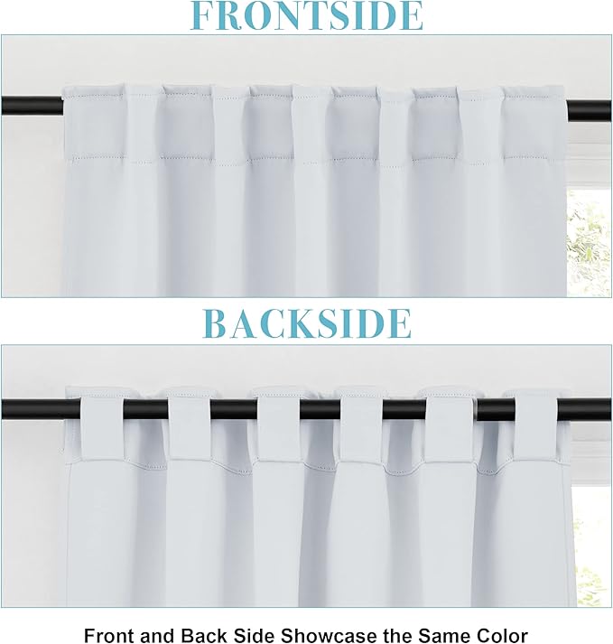RYB HOME Small Window Curtains - Blackout Insualting Privacy Curtains for Kids Bedroom Kitchen Bathroom Basement Cafe Cabinet Tiers Drapes, 34 Width x 30 Length, 2 Panels, Grayish White