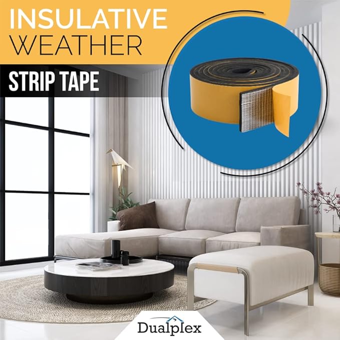 High Density Foam Weather Stripping Door Seal Strip Insulation Tape Roll for Insulating Door Frame, Window, Air Conditioner | Self Adhesive Sealing Weatherstrip (3 in x 1/4 in x 10 Ft, Black)