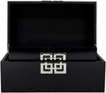 Galt International Storage Box Set Decorative Storage Box w/Hinged Lid Classic Design Wood Decor Boxes with Geometric Clasp Storage for Bedroom & Home - Set of 2 (Black & Silver)