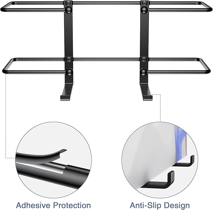 2 Pack Glove Box Dispenser Wall Mount (11.2 * 4.4in): Black Glove Holder Organizer for Disposable & Tissue Box - Organizer on Wall in Lab, Kitchen, Bathroom, Garage