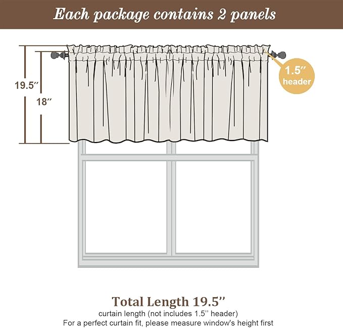 Chyhomenyc Sheer Valances for Windows 2 Pack, Small Window Curtains for Living Room Bathroom Cafe Laundry Basement, Modern Top Dual Rod Pocket Voile Curtain, 42W x 18L inches, Royal Blue