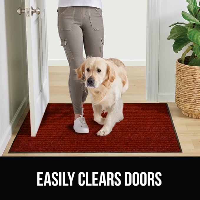 GORILLA GRIP Traffic Guard Door Mat, 2 Pack, Heavy Duty Waterproof Doormat, Commercial Office Space Welcome Mats, Stain and Fade Resistant, Low Profile, Strong Rubber Backing, 35x23, Red