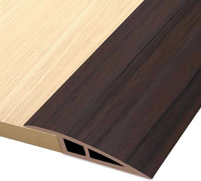 Vinyl Door Threshold Flooring Transition Strip Self Adhesive Carpet Edging Strip for Laminate Doorway Edge Threshold from 3/5" to 4/5" (Brown Wood Grain, 10 Ft)