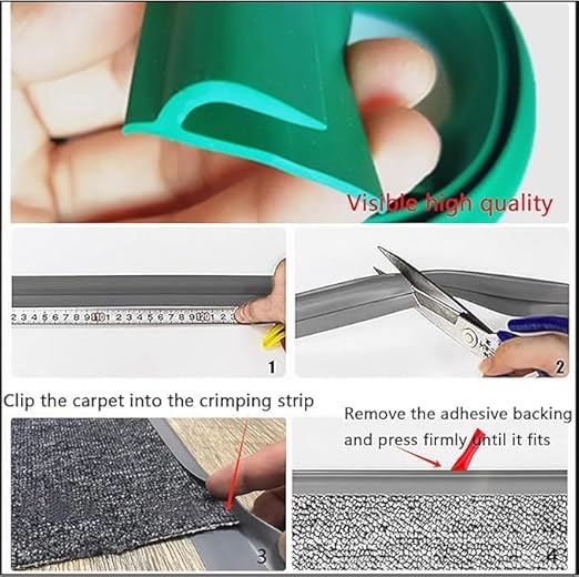 Self Adhesive Carpet Transition Strip with Edge Trim, Designed for Seamless Transitions from Carpet to Tile or Vinyl Floors, Perfect for Doorways.(Brown,22ft)