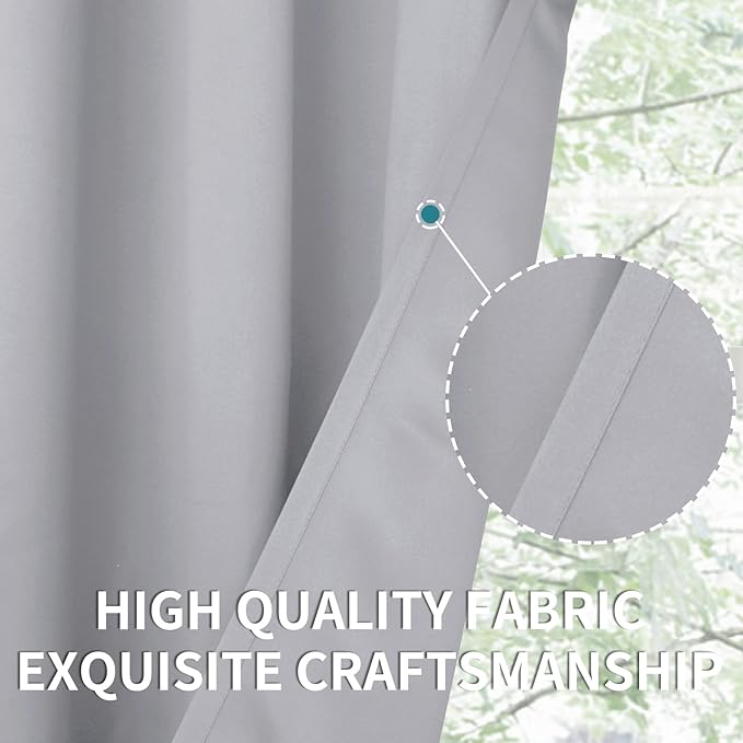 BGment Light Grey Short Curtains 36 Inches Length for Kitchen Cafe - Half Window Drapes with Rod Pocket Small Thermal Insulated Darkening Blinds for Bathroom Bedroom, 2 Panels, 34 x 36 Inch