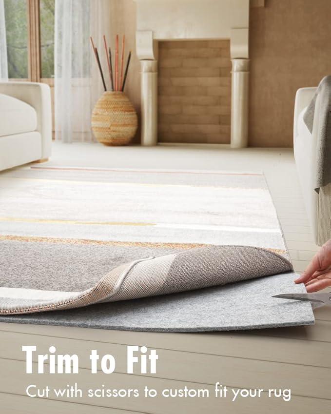 Non Slip Rug Pad Gripper - 3x8 Feet 1/4” Extra Thick Felt Under Rug for Area Rugs and Hardwood Floors,Super Cushioned Non Skid Carpet Padding