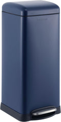 happimess HPM1007H Betty Retro 8-Gallon Step-Open Trash Can, Fingerprint Resistant, Modern, Minimalistic for Home, Kitchen, Laundry Room, Office, Bedroom, Bathroom, Denim Blue