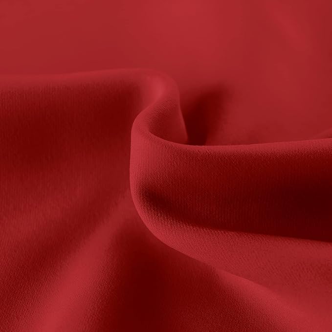 DWCN French Door Curtains – Rod Pocket Thermal Blackout Curtain for Doors with Glass Window, Christmas, Kitchen and Patio Doors for Privacy, 54 X 72 Inches Long, 1 Curtain Panel with Tieback, Red