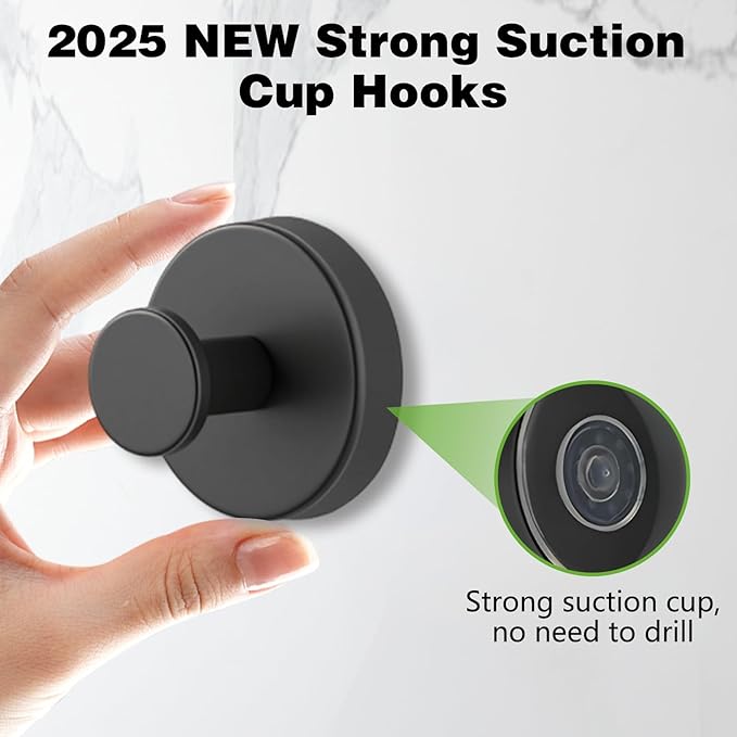 Suction Cup Hooks for Wreaths on Glass, 2025 New No Drill Suction Cup Hooks (2PCS-Gold)