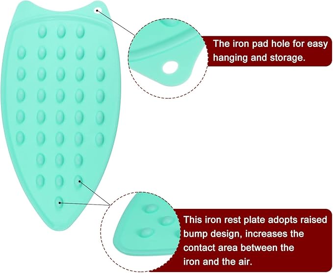 HARFINGTON 2pcs Silicone Iron Rest Pad, Multipurpose Iron Hot Resistant Mat Iron Rest Plate for Ironing Board Hot Heat Resistant Steam Compact Mat, Turquoise