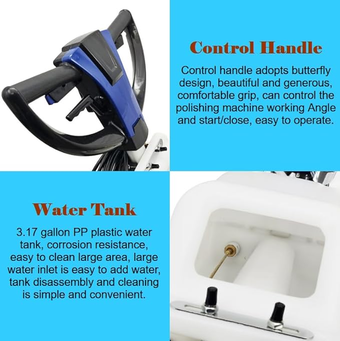 Floor Scrubber Buffer Polisher Commercial Floor Scrubber Machine 18" Tile Floor Cleaning and Polishing Machine 110V 1100W