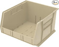 Akro-Mils 30270 AkroBins Plastic Storage Bins, Space-Saving Stackable Bins for Garage, Pantry, Craft Organization, 18-Inch x 16-Inch x 11-Inch, Stone, 3-Pack