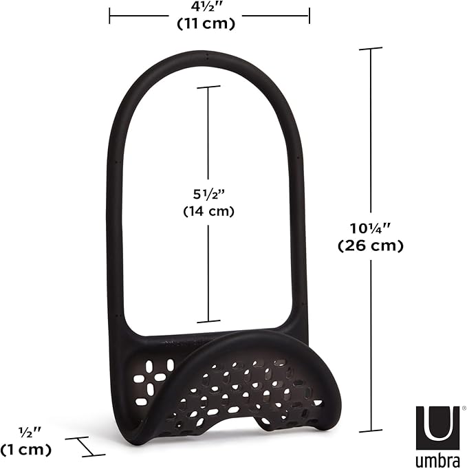 Umbra Sling Kitchen Sink Accessory, Single-Sided Sponge Holder, Black