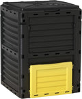 Outsunny Garden Compost Bin 80 Gallon Outdoor Large Capacity Composter Fast Create Fertile Soil Aerating Box, Easy Assembly, Yellow