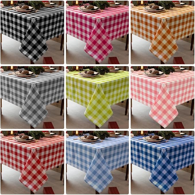 Water-Proof Plaid Tablecloth 58x144 inch for Rectangular Tables - Wrinkle Proof Printing Striped Table Cloth - Durable Kitchen & Table Linens for Banquet Dinner Home Patio