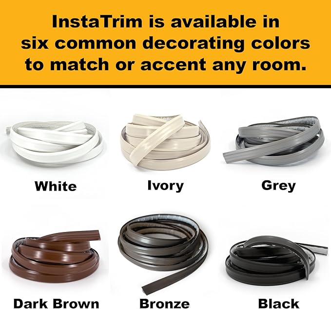 InstaTrim The Original Flexible Trim -10ft Dark Brown 3/4" Wide Caulk Tape - Adhesive Trim with Many Uses Including Caulking for Bathtubs, Sinks, Counters, Tile, Floors - Made in USA