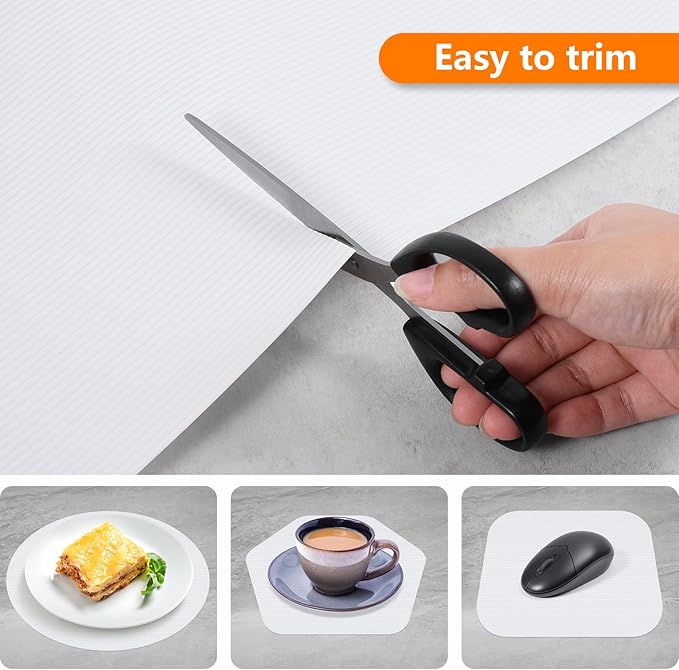 Shelf Liners for Kitchen Cabinets Drawer Liner Non Adhesive Cupboard Mat EVA Material Waterproof Refrigerator Mats Washable Fridge Liner for Cupboard and Desks Liner White 17.3 x 393.7 Inches