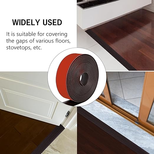 20Ft Floor Transition Strip Self Adhesive Vinyl Cover Floor Strip Flat Divider Transition Strip Wood Grain Design for Laminate Floor Gaps and Doorway Transitions (20Ft x 2 Inch, Brown)