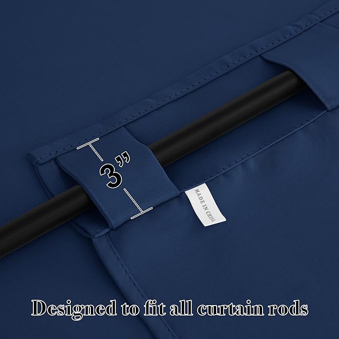 RYB HOME Blackout Curtains for Living Room Thermal Insulated Privacy Solar Drapes for Kids Bedroom Cafe Bathroom, 42 inch Width x 54 inch Length, Navy, 2 Panels