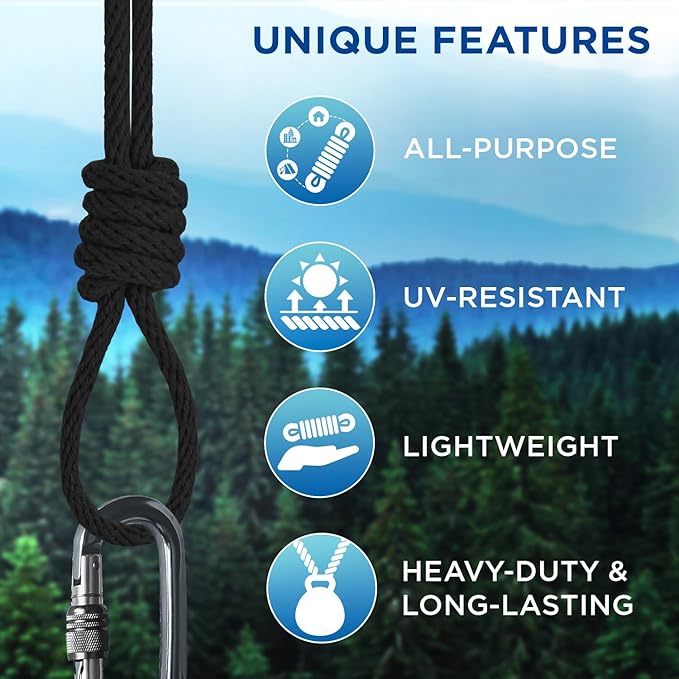 TECEUM Cotton Rope 3/16” (5 mm) – 200 FT – Strong All-Purpose Braided Rope – Natural Cotton – for Crafting, Сamping, Clothes Line, DIY, Indoor & Outdoor Use – Black