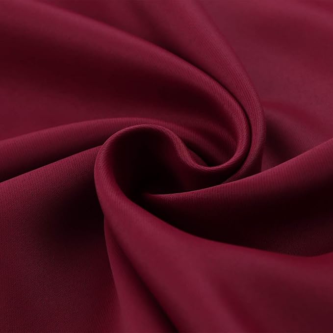 BGment Short Burgundy Blackout Curtains 40 Inches Length - Rod Pocket Thermal Insulated Room Darkening Window Drapes for Bedroom Kitchen Bathroom, 42 x 40 Inch, 2 Panels