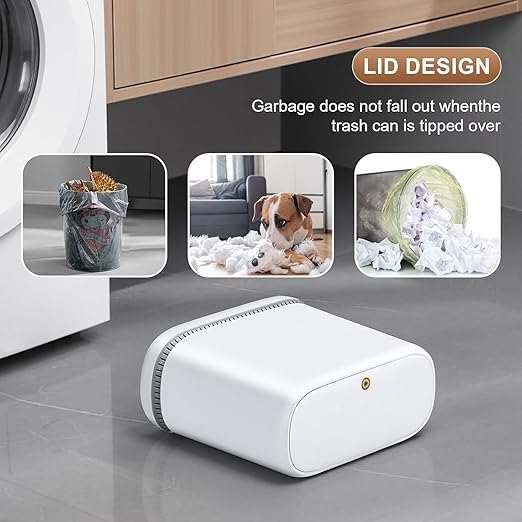 funest Bathroom Trash Cans, Garbage Can with Press Type Lid,10L Dogproof Slim Plastic Narrow Trash Bin