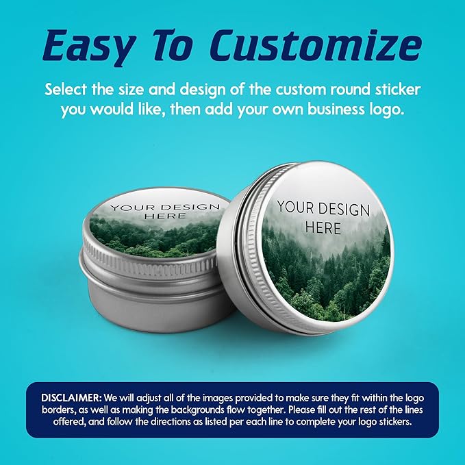 100 Custom Vinyl Stickers - Upload Your own Image, Text, Design, Logo - Personalized Logo Labels for Handmade, Packaging, Bottle, Jars, Candle, Brand Stickers (Foggy Valley, 1x1)