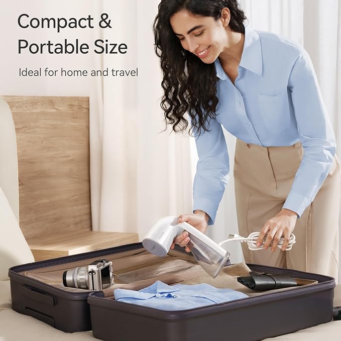 HiLIFE Steamer for Clothes, Handheld Clothes Steamer with Large 300ml Tank, 1100W Strong Power, 30S Fast Heat-up, Garment Fabric Wrinkle Remover, Portable & Compact Travel Size ONLY FOR 120V (White)