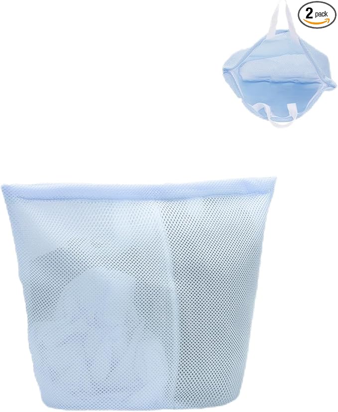 laundry bag with handles mesh laundry bags washing machine laundry totes travel storage and sorting bag for Clothes laundry bag for delicates (Blue)