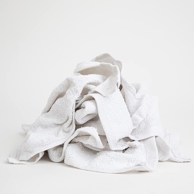 Arkwright W11 Terry Cloth Towels for Cleaning - Case of 4 - Soft Cotton Blend Washable Multi-Purpose Bar Mop, Absorbent & Quick Dry, Bulk Bag of Rags for Kitchen, Auto Shop, and Garage, 10 lb, White