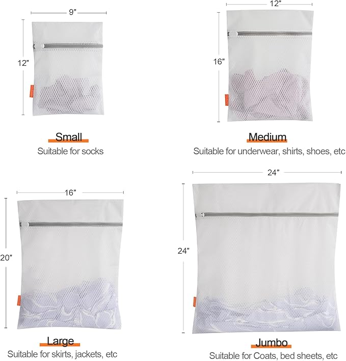 Polecasa 3Pcs 9 x 12 Inches Extra Durable 125g Diamond Mesh Laundry Bags with Sturdy Zipper for Delicates, Protect Clothes in Washing Machine, Laundry Room Essentials for College, Dorm (3 Small)