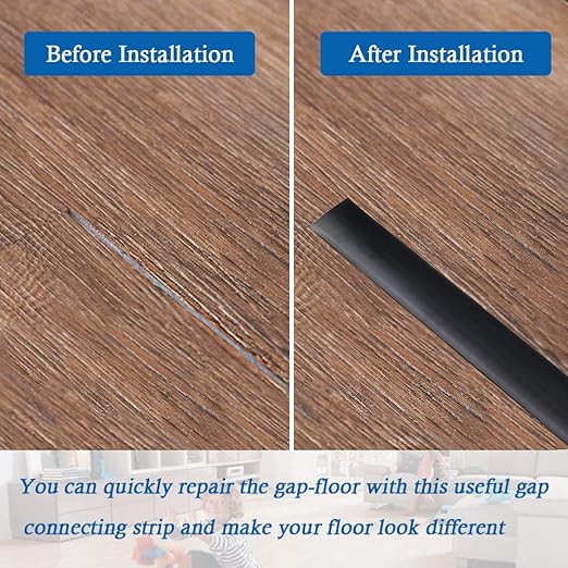 Floor Transition Strip Self Adhesive Floor Cover Strips Laminate 2" Wide Vinyl Flat Divider Transitions (5cm, 10Ft, Black)