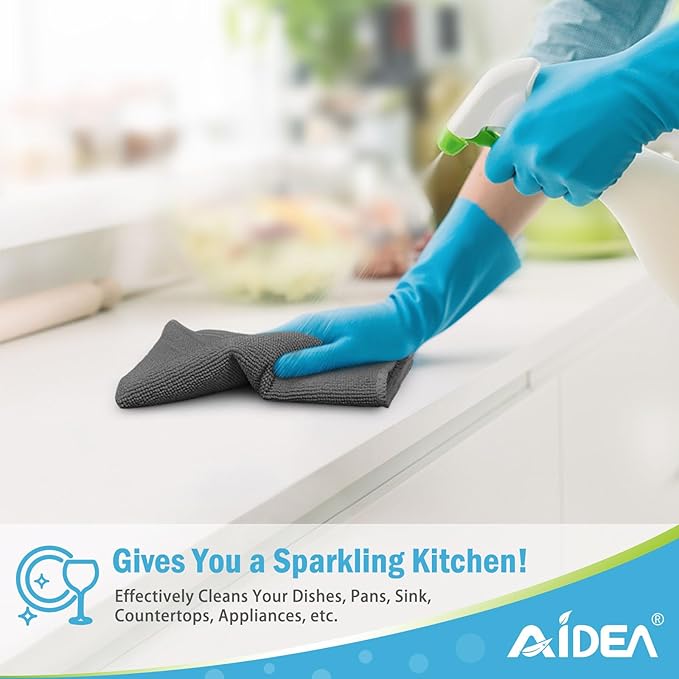 AIDEA Microfiber Cleaning Cloth 100PK, Soft Microfiber Towels for Cars, Absorbent Cleaning Rags, Lint-Free Streak-Free Wash Cloths for House, Kitchen, Window(12inx12in), Grey