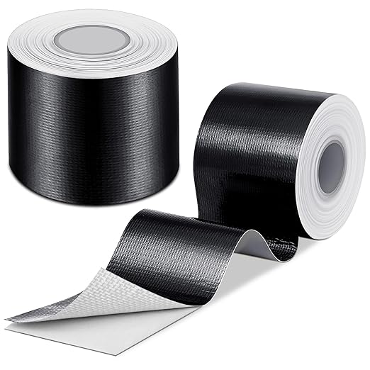 Zonon 2 Rolls Aluminum Foil Tape Heat Shield Tape Barrier Adhesive Reflective Fiberglass Thermal Insulation Reflective Material High Temp Protection(Black,2 Inch X 65.6 ft)