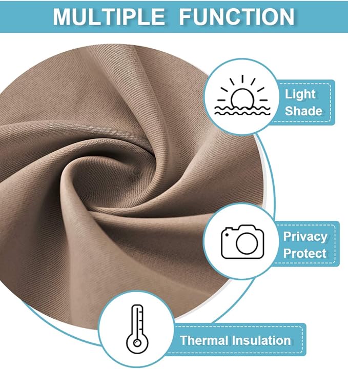 RYB HOME Blackout Curtains 84 inches Long 2 Panels Set for Living Room, Thermal Insulating Privacy Curtains & Drapes for Doorway Temporary Door Alternative Accordion Door, W 42 x L 84, Mocha