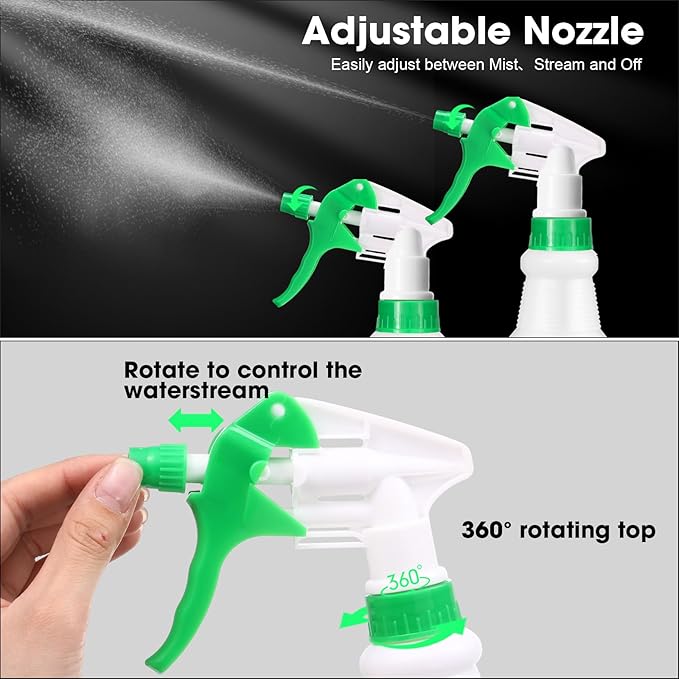 Eccliy 12 Pcs 16 Oz Plastic Spray Bottle, Adjustable Empty Reusable Sprayer for Cleaning, Planting, Water, Bathroom and Kitchen, BBQ, Commercial and Residential(Multicolor,Original)