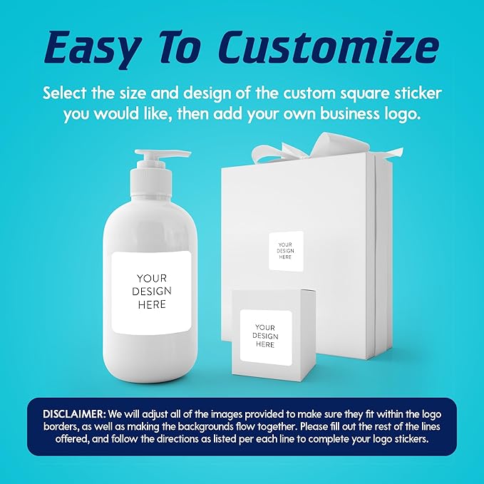 5-1000 Custom Vinyl Stickers - Upload Your own Image, Text, Design, Logo - Personalized Logo Labels for Handmade, Packaging, Bottle, Jars, Candle, Brand Stickers (White, 2x2 Square)