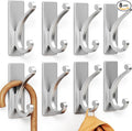 8-Pack Adhesive Wall Hook for Towel/Coat - Extra Sticky 10LB Stainless, Stick on Hanger for Bath or Shower, Matt Silver