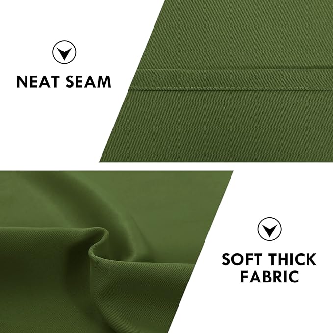 DWCN Olive Green Room Darkening Blackout Curtains - Thermal Insulated Privacy Energy Saving Window Curtain Drapes 52 x 63 inch Length, Set of 2 Bedroom Living Room Curtains