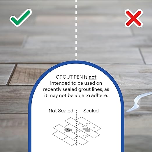 Grout Pen White Tile Paint Marker: Waterproof Grout Paint, Tile Grout Colorant and Sealer Pen - White, Narrow 5mm Tip (7mL)