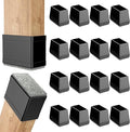 Rectangle Chair Leg Protectors for Hardwood Floors,16 PCS Silicone Covers to Protect Wood Tile Floors Felt Pads Furniture Leg Caps Reduce Noise. Easy to Move. (Black, 0.5 x 1 Inch,Rectangular)