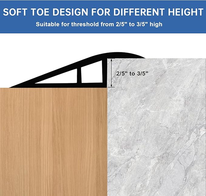 Vinyl Door Threshold Flooring Transition Strip Self Adhesive Carpet Edging Strip for Laminate Doorway Edge Threshold from 2/5" to 3/5" (Black, 3.3 Ft)