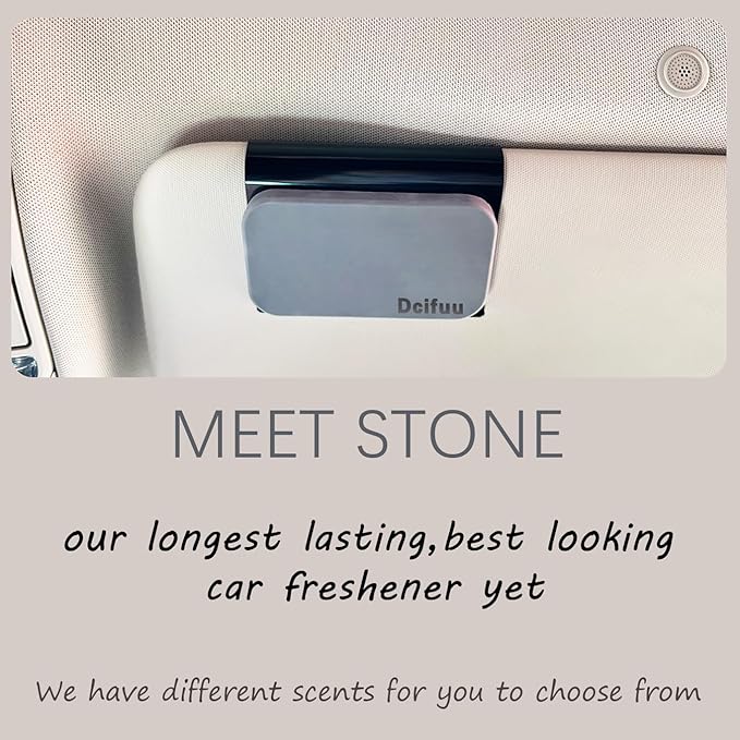 Grove Air Freshener, Stone Scent Starter Kit, Odor Eliminator - Car Visor Clip (Pack of 1 - Grove Scent)
