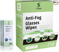 250 Count Anti Fog Lens Wipes for Eyeglasses, Pre-Moistened Individual Wrapped Glasses Wipe Lens Cleaner, with a Carrying Box, Defogging Screen Wipes for Eyeglasses, Sunglass, Goggles, Camera Lens