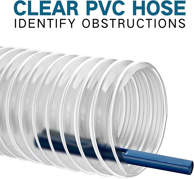 Heavy PVC Dust Collection Hose 5" x 10', Puncture Resistant PVC Dust Collection Hose with Carbon Steel Wire Coil for Woodworking, Workshops, Dust Collectors